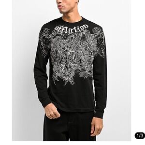 Y2K Emo Goth Grunge Punk Affliction Angels Black Long Sleeve T-Shirt Medium